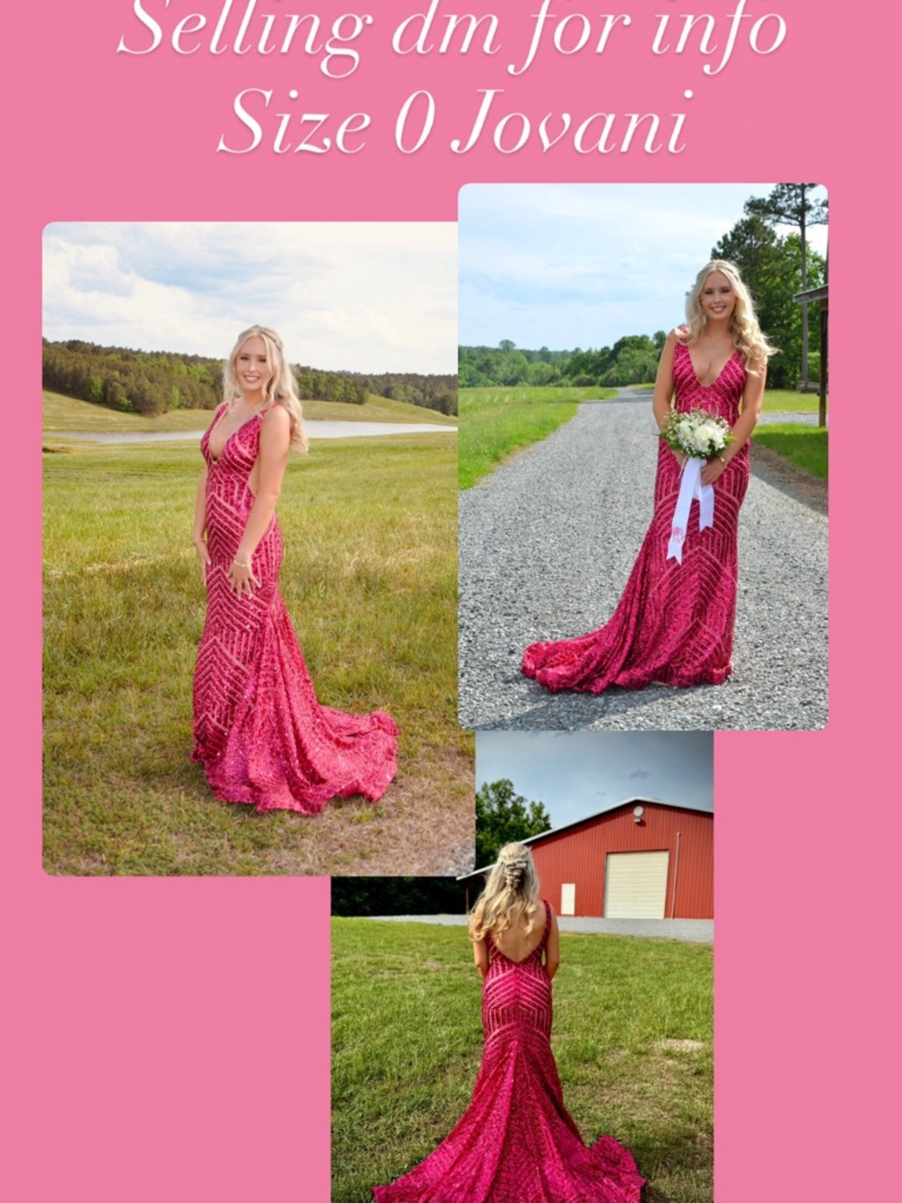Jovani Fuchsia Sequin Sheath Gown - Picture 3 of 4